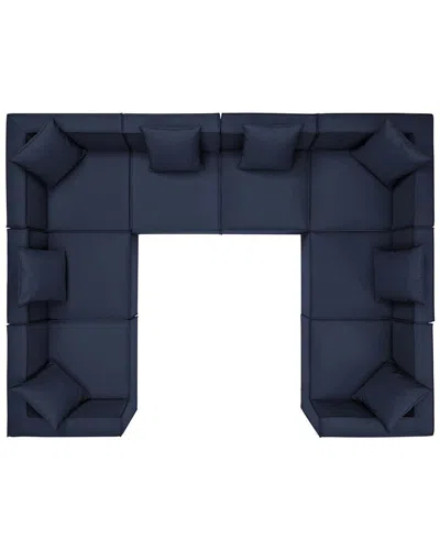 Modway Saybrook Outdoor Patio Upholstered 8-piece Sectional Sofa In Navy