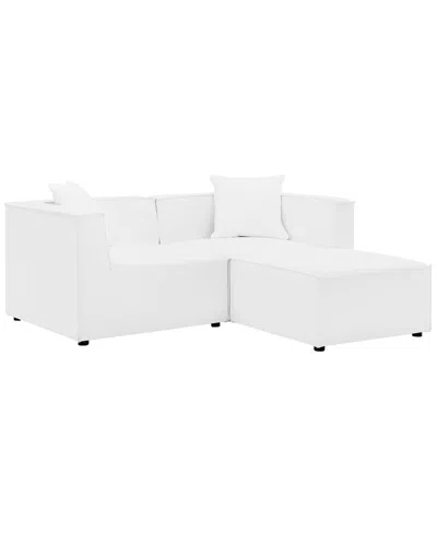 Modway Saybrook Outdoor Patio Upholstered Loveseat & Ottoman Set In White