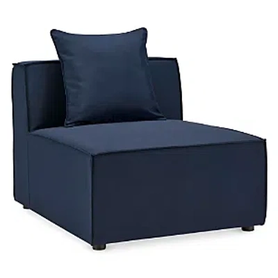 Modway Saybrook Outdoor Patio Upholstered Sectional Sofa Armless Chair In Navy Blue
