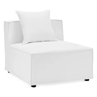 Modway Saybrook Outdoor Patio Upholstered Sectional Sofa Armless Chair In White
