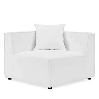 Modway Saybrook Outdoor Patio Upholstered Sectional Sofa Corner Chair In White