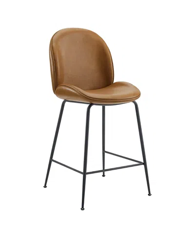 Modway Scoop Black Powder Coated Steel Leg Counter Stool In Pink