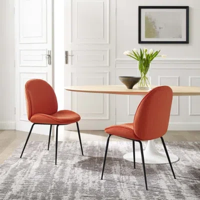 Modway Scoop Black Powder Coated Steel Leg Performance Velvet Dining Chairs