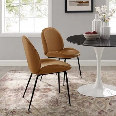 Modway Scoop Black Powder Coated Steel Leg Performance Velvet Dining Chairs