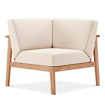Modway Sedona Outdoor Patio Eucalyptus Wood Sectional Sofa Corner Chair In Natural Taupe