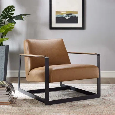 Modway Seg Vinyl Reception Chair In Tan
