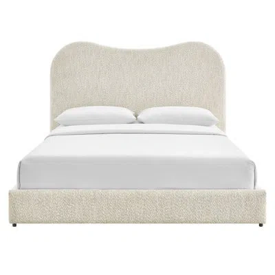 Modway Seluna Boucle Queen Platform Bed In Pearl