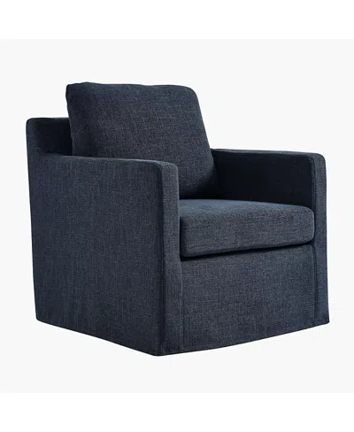 Modway Serene Fabric Slipcovered Swivel Armchair In Blue