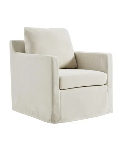 Modway Serene Fabric Slipcovered Swivel Armchair In White