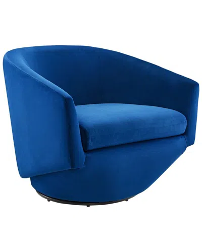 Modway Series Performance Velvet Fabric Swivel Chair In Blue
