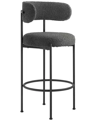 Modway Set Of 2 Albie Boucle Fabric Bar Stools In Grey