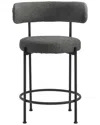 Modway Set Of 2 Albie Boucle Fabric Counter Stools In Grey