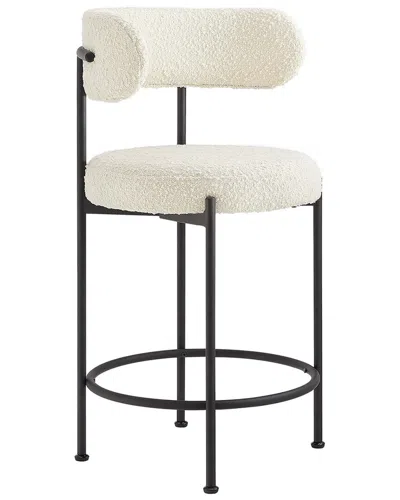 Modway Set Of 2 Albie Boucle Fabric Counter Stools In White