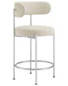 Modway Set Of 2 Albie Fabric Bar Stools In Beige