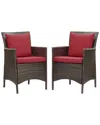 Modway Conduit Outdoor Patio Wicker Rattan Dining Armchair Set Of 2 In Brown