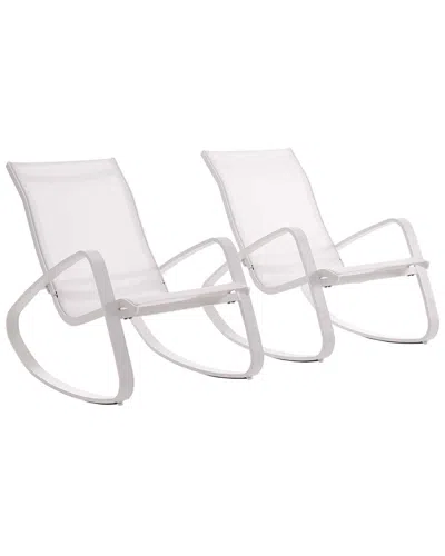 Modway Outdoor Traveler Rocking Lounge Chair Outdoor Patio Mesh Sling Set Of 2