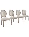 Modway Set Of 4 Arise Upholstered Dining Chairs In Beige