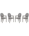 Modway Set Of 4 Emanate Upholstered Dining Armchairs In Grey
