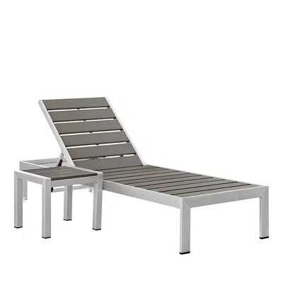 Modway Shore 2 Piece Outdoor Patio Aluminum Set In Gray