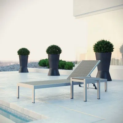 Modway Shore 2 Piece Outdoor Patio Set In Aluminum,gray