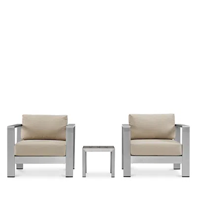 Modway Shore 3 Piece Outdoor Patio Aluminum Set In Gray