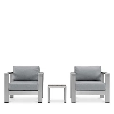 Modway Shore 3 Piece Outdoor Patio Set In Silver Gray