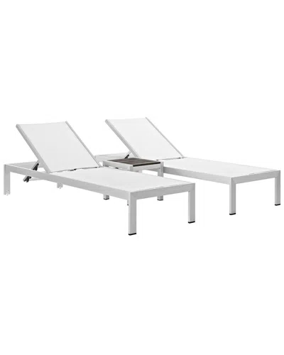 Modway Shore 3pc Outdoor Patio Aluminum Chaise Lounge Set In Gray