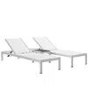Modway Shore 3pc Outdoor Patio Aluminum Chaise Lounge Set