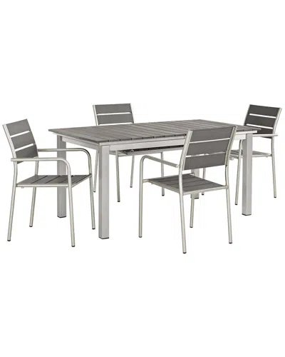 Modway Shore 5pc Outdoor Patio Aluminum Outdoor Dining Set In Brown