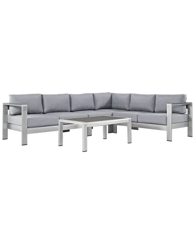 Modway Shore 5-piece Outdoor Patio Sectional Sofa Set In Gray