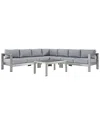 Modway Shore 5-piece Outdoor Patio Sectional Sofa Set In Gray