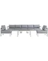 Modway Shore 6-piece Outdoor Patio Sectional Sofa Set In Silver