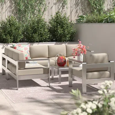 Modway Shore 6-piece Outdoor Patio Aluminum Sectional Sofa Set In Beige