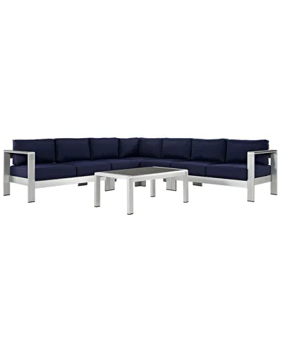 Modway Shore 6-piece Outdoor Patio Sectional Sofa Set In Multi