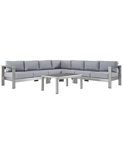 Modway Shore 6-piece Outdoor Patio Sectional Sofa Set In Gray