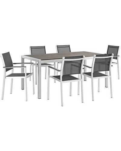 Modway Shore 7pc Outdoor Patio Aluminum Dining Set In Multi