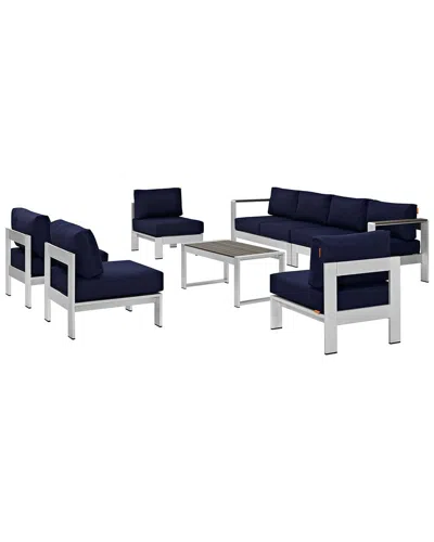Modway Shore 7-piece Outdoor Patio Sectional Sofa Set In Multi