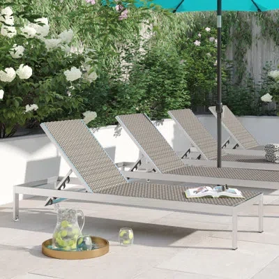 Modway Shore Aluminum Outdoor Chaise In Aluminum,gray