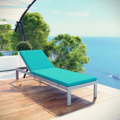 Modway Shore Aluminum Outdoor Patio Chaise Poolside Lounge Chair With Cushion By  In Turquoise