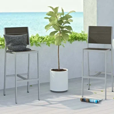 Modway Shore Armless Bar Stool Outdoor Patio Aluminum In Silver