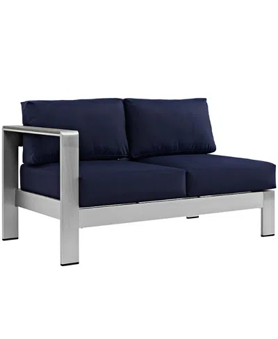 Modway Shore Left-arm Corner Sectional Outdoor Patio Aluminum Loveseat In Blue