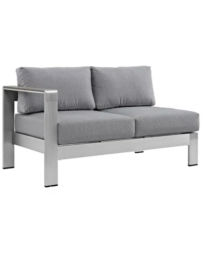 Modway Shore Left-arm Corner Sectional Outdoor Patio Aluminum Loveseat In Gray