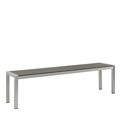 Modway Shore Outdoor Patio Aluminum Bench In Silver