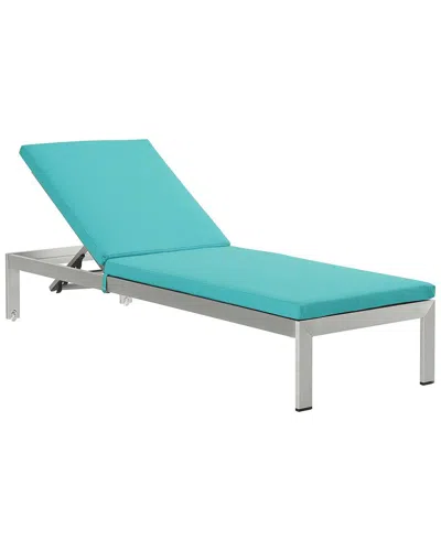 Modway Shore Outdoor Patio Aluminum Chaise With Cushions In Silver
