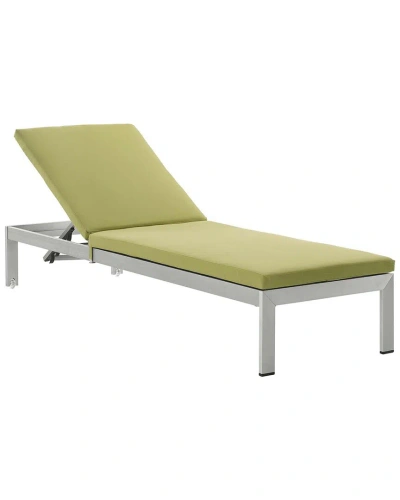 Modway Shore Outdoor Patio Aluminum Chaise With Cushions In Silver