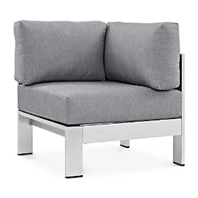 Modway Shore Outdoor Patio Sofa Corner In Silver Gray