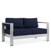 Modway Shore Outdoor Patio Aluminum Loveseat In Blue