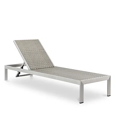 Modway Shore Outdoor Patio Aluminum Rattan Chaise In Silver