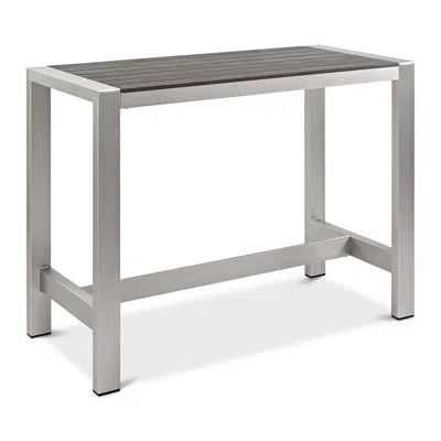 Modway Shore Outdoor Patio Bar Table In Silver Gray