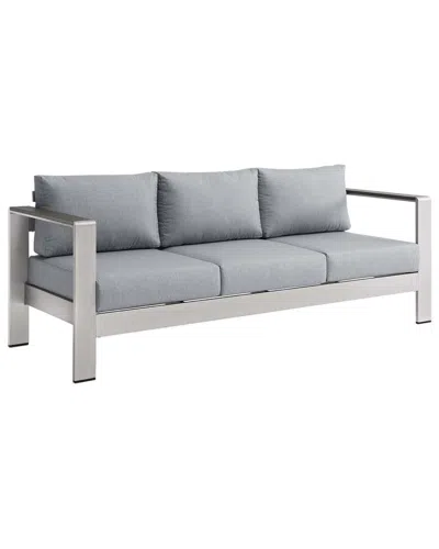 Modway Shore Outdoor Patio Sofa In Silver